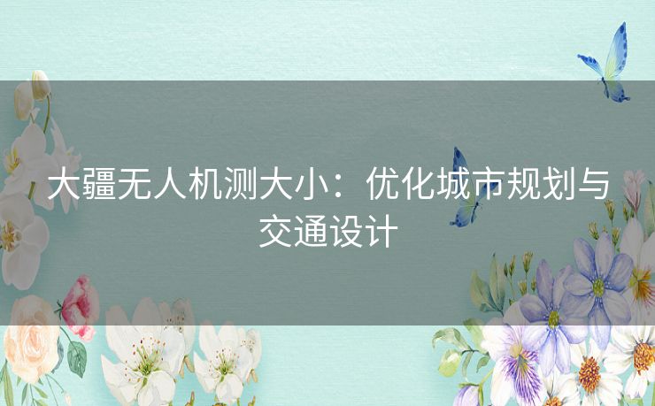 大疆无人机测大小：优化城市规划与交通设计
