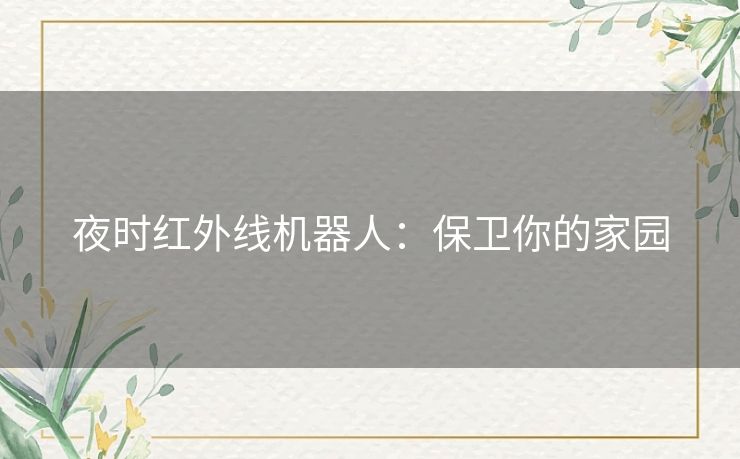 夜时红外线机器人：保卫你的家园