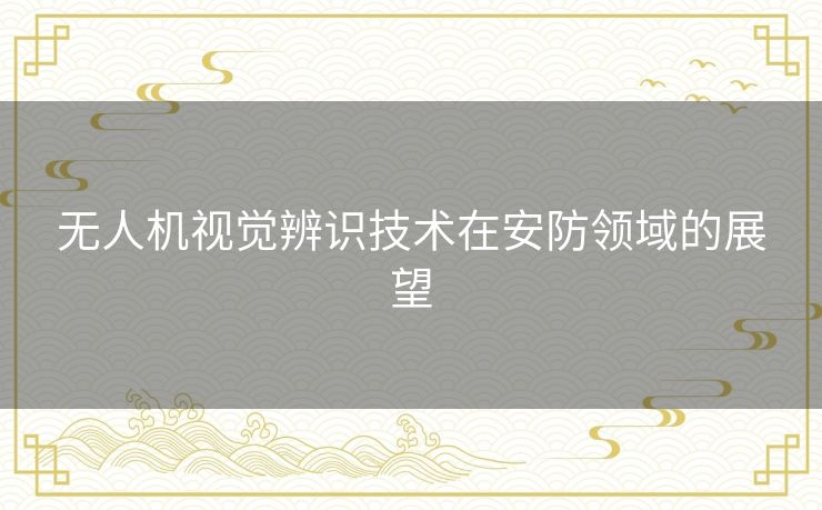 无人机视觉辨识技术在安防领域的展望