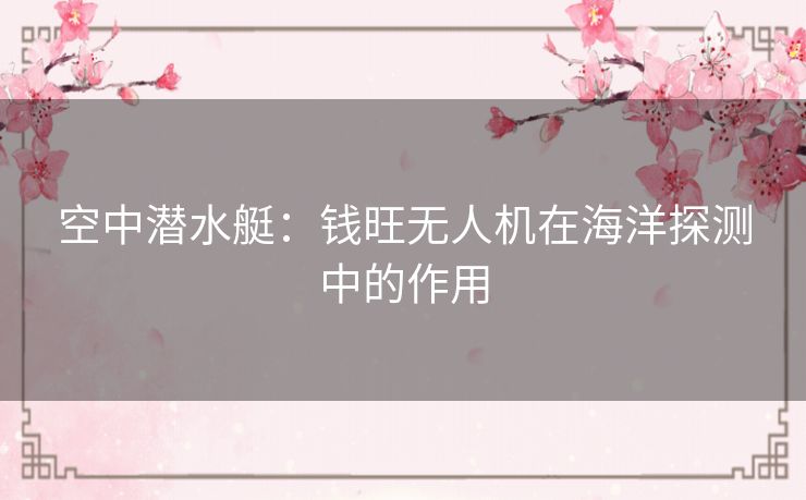 空中潜水艇：钱旺无人机在海洋探测中的作用