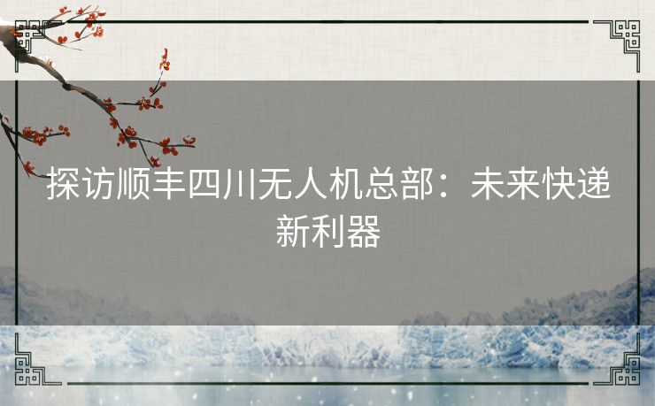 探访顺丰四川无人机总部：未来快递新利器