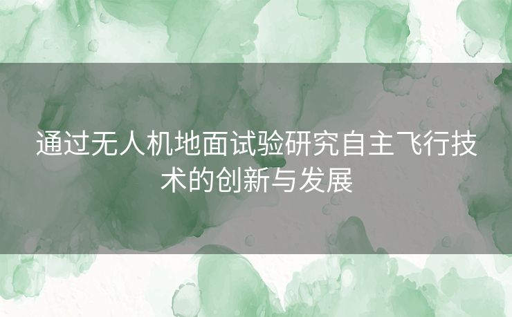 通过无人机地面试验研究自主飞行技术的创新与发展
