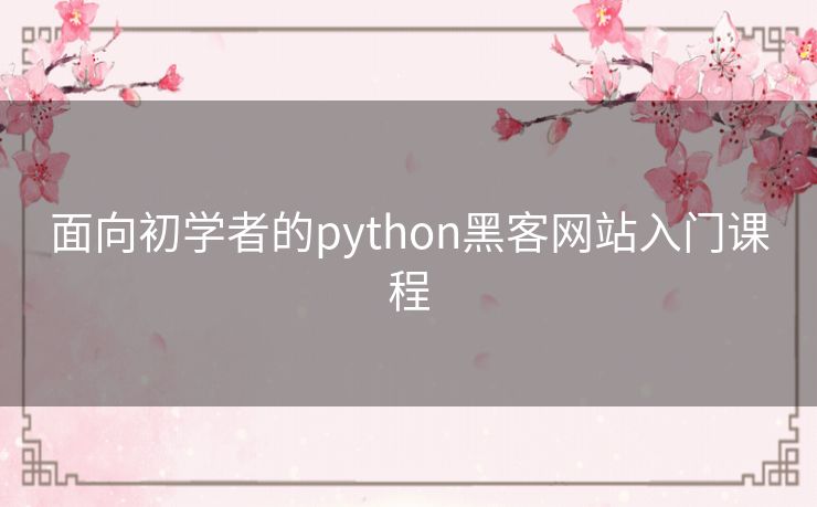 面向初学者的python黑客网站入门课程