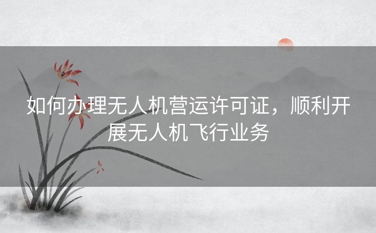 如何办理无人机营运许可证，顺利开展无人机飞行业务
