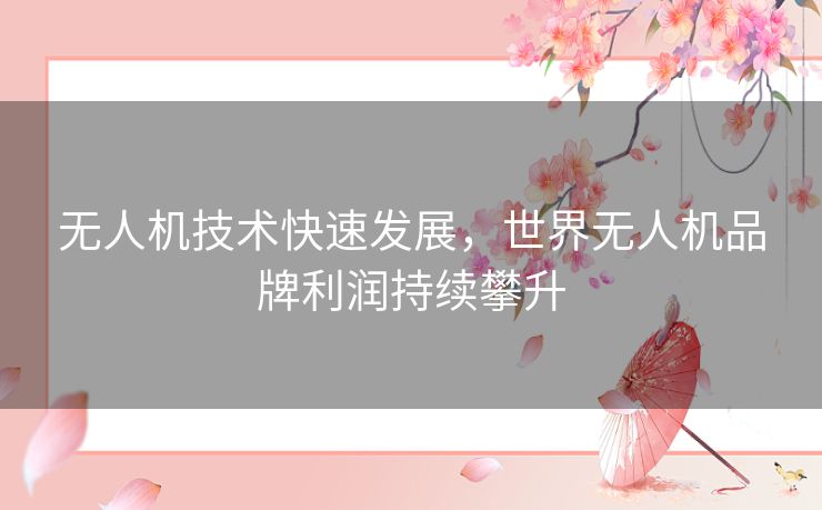 无人机技术快速发展，世界无人机品牌利润持续攀升