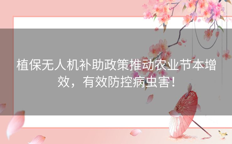 植保无人机补助政策推动农业节本增效，有效防控病虫害！