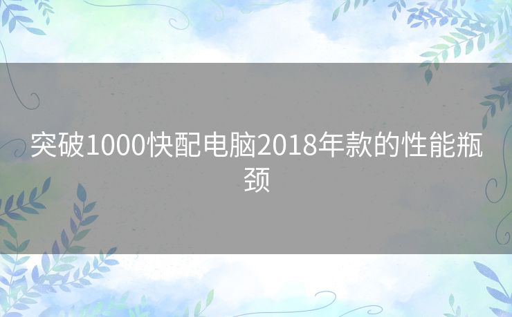 突破1000快配电脑2018年款的性能瓶颈