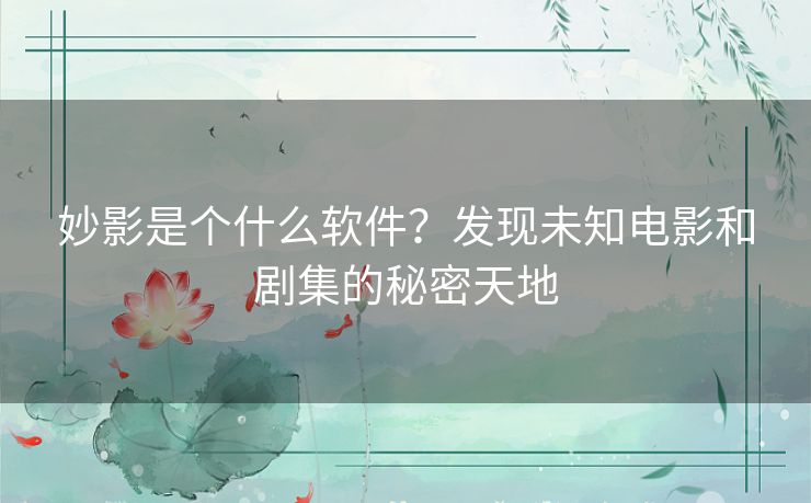 妙影是个什么软件？发现未知电影和剧集的秘密天地