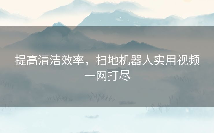 提高清洁效率，扫地机器人实用视频一网打尽