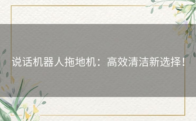 说话机器人拖地机：高效清洁新选择！