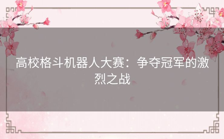 高校格斗机器人大赛：争夺冠军的激烈之战