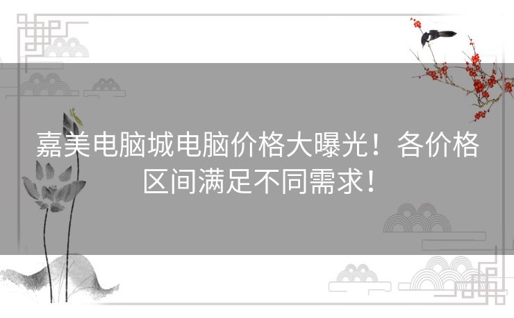 嘉美电脑城电脑价格大曝光！各价格区间满足不同需求！