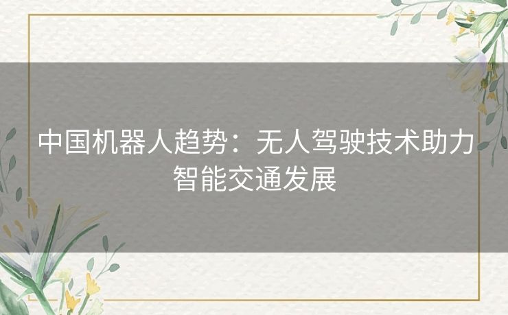 中国机器人趋势：无人驾驶技术助力智能交通发展