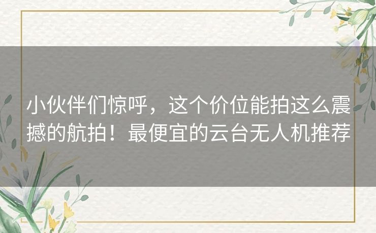 小伙伴们惊呼，这个价位能拍这么震撼的航拍！最便宜的云台无人机推荐