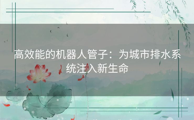 高效能的机器人管子：为城市排水系统注入新生命