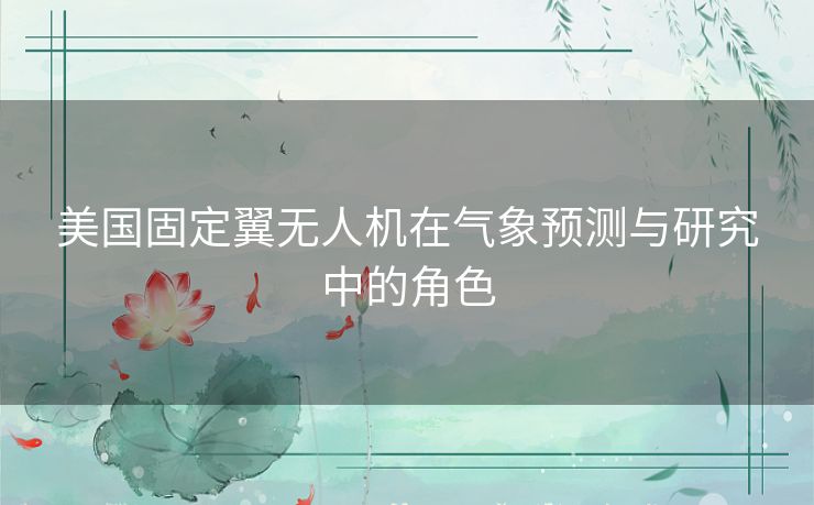 美国固定翼无人机在气象预测与研究中的角色