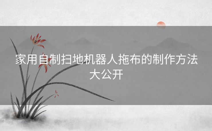 家用自制扫地机器人拖布的制作方法大公开
