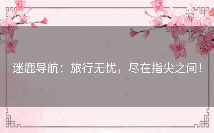 迷鹿导航：旅行无忧，尽在指尖之间！