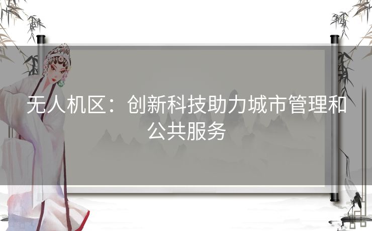 无人机区：创新科技助力城市管理和公共服务