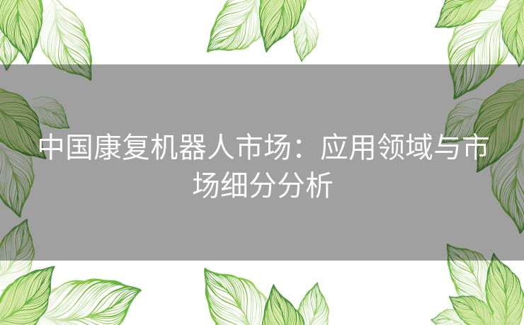中国康复机器人市场：应用领域与市场细分分析