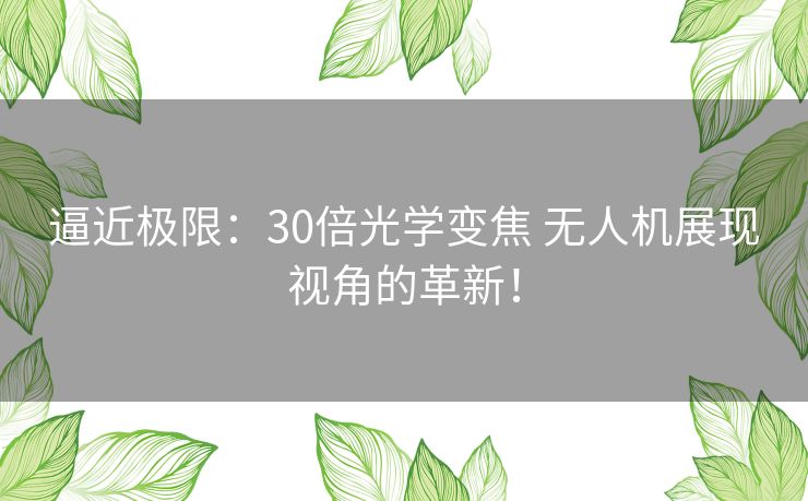 逼近极限：30倍光学变焦 无人机展现视角的革新！