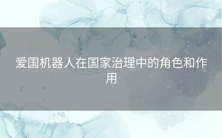 爱国机器人在国家治理中的角色和作用