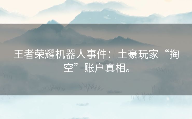 王者荣耀机器人事件：土豪玩家“掏空”账户真相。