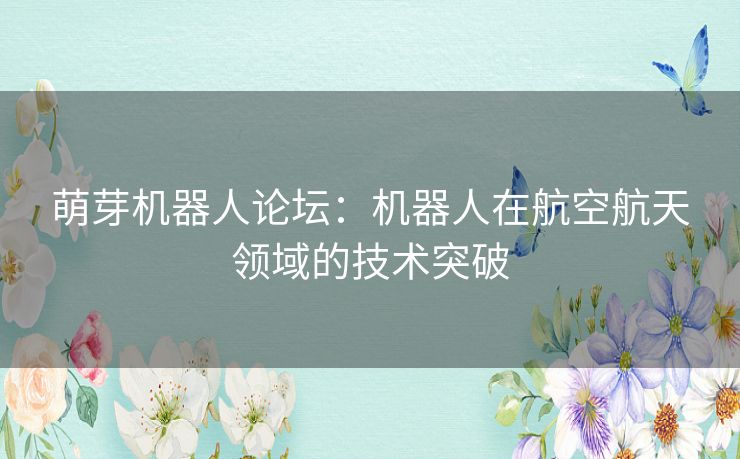 萌芽机器人论坛：机器人在航空航天领域的技术突破