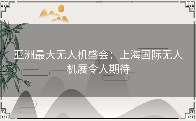亚洲最大无人机盛会：上海国际无人机展令人期待