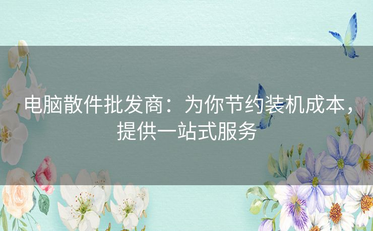 电脑散件批发商：为你节约装机成本，提供一站式服务