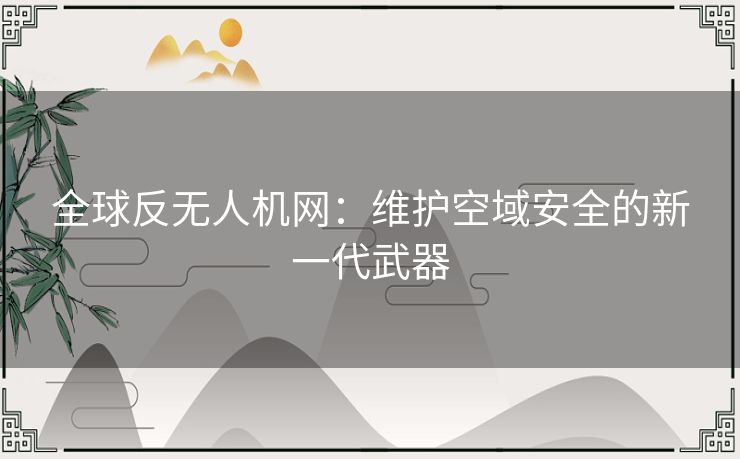 全球反无人机网：维护空域安全的新一代武器