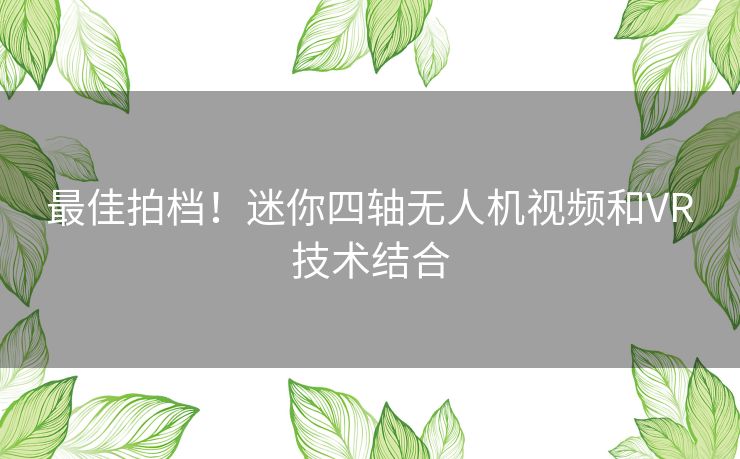最佳拍档！迷你四轴无人机视频和VR技术结合