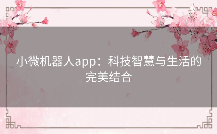 小微机器人app：科技智慧与生活的完美结合