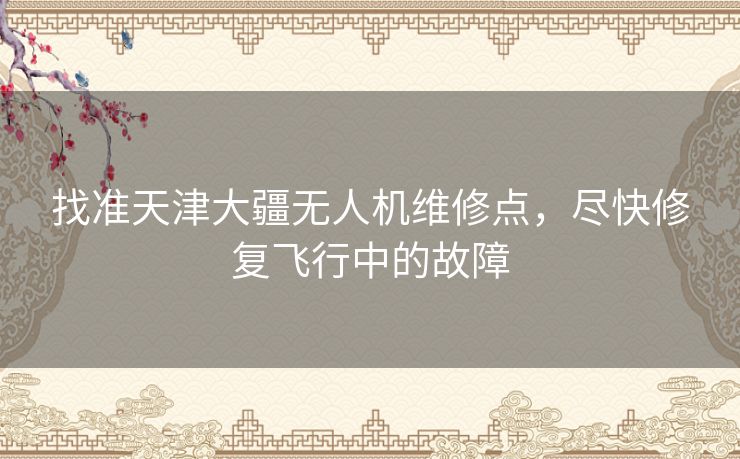 找准天津大疆无人机维修点，尽快修复飞行中的故障