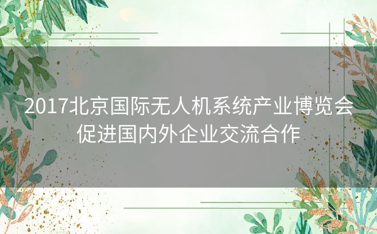 2017北京国际无人机系统产业博览会促进国内外企业交流合作