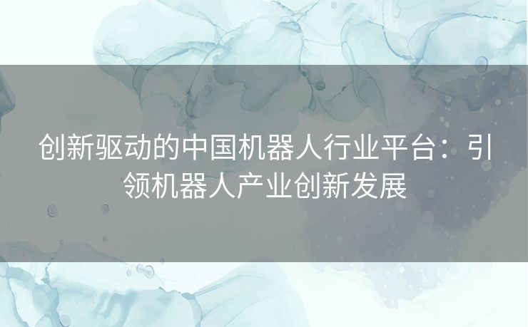 创新驱动的中国机器人行业平台：引领机器人产业创新发展