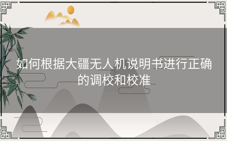 如何根据大疆无人机说明书进行正确的调校和校准