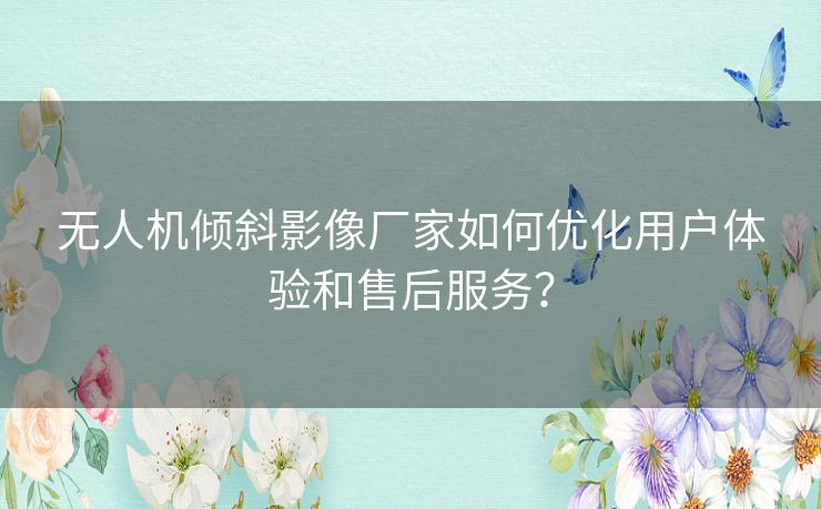 无人机倾斜影像厂家如何优化用户体验和售后服务？