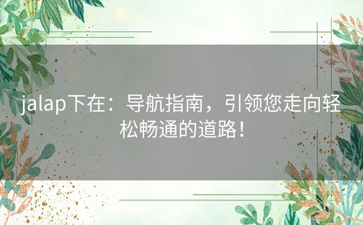 jalap下在：导航指南，引领您走向轻松畅通的道路！