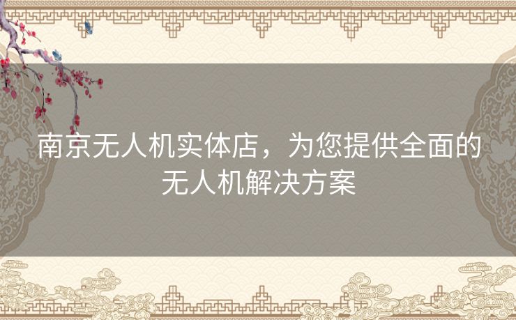 南京无人机实体店，为您提供全面的无人机解决方案