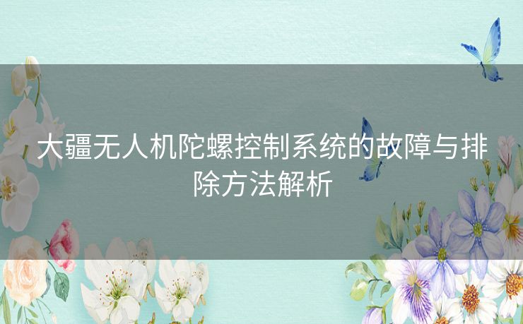 大疆无人机陀螺控制系统的故障与排除方法解析