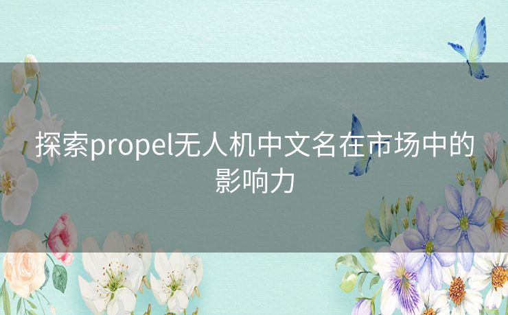 探索propel无人机中文名在市场中的影响力