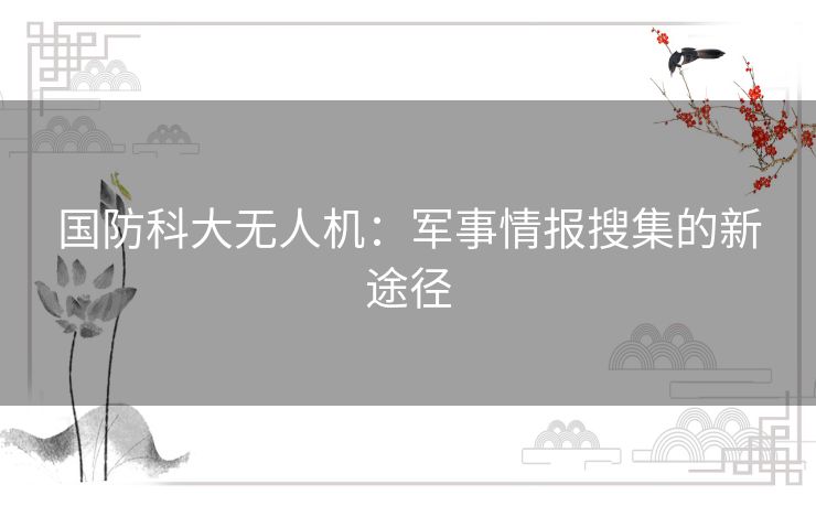 国防科大无人机：军事情报搜集的新途径