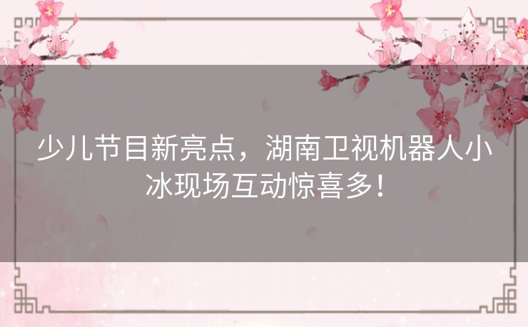 少儿节目新亮点，湖南卫视机器人小冰现场互动惊喜多！