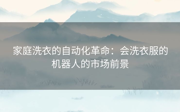 家庭洗衣的自动化革命：会洗衣服的机器人的市场前景