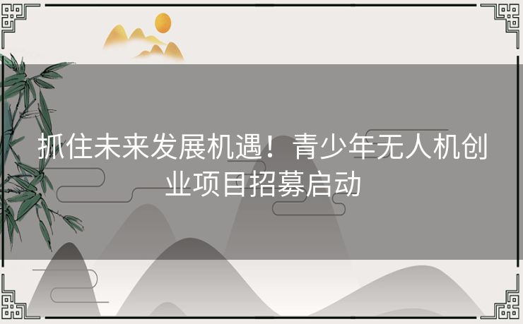 抓住未来发展机遇！青少年无人机创业项目招募启动