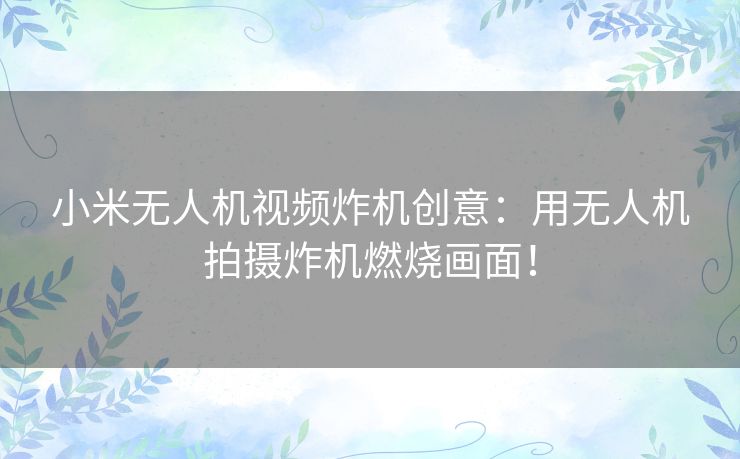 小米无人机视频炸机创意：用无人机拍摄炸机燃烧画面！