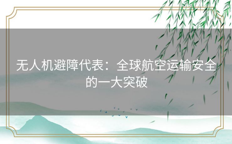 无人机避障代表：全球航空运输安全的一大突破