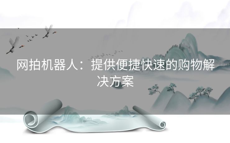 网拍机器人：提供便捷快速的购物解决方案