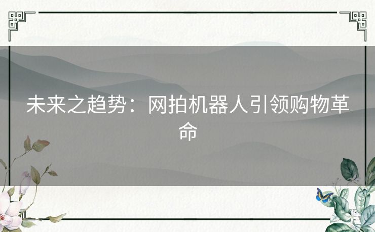 未来之趋势：网拍机器人引领购物革命